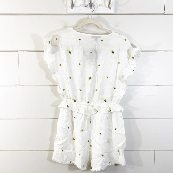 NWT Very J White Palm Embroidered Ruffle Romper - Picture 3 of 8